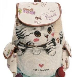 Ella and Elly Canvas Kitty Cat Backpack | EUC | OS